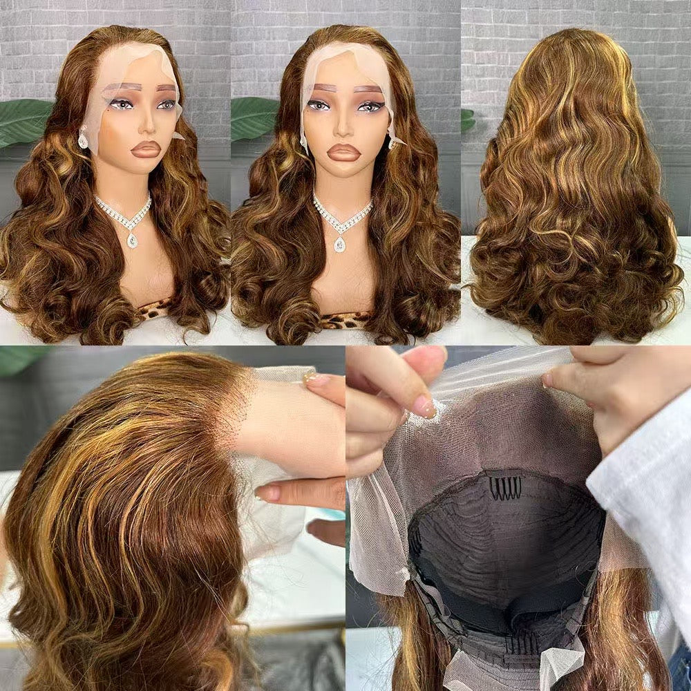5*5 13×4 Transprent Lace Loose Wave 18inch Color Human Hair Wig