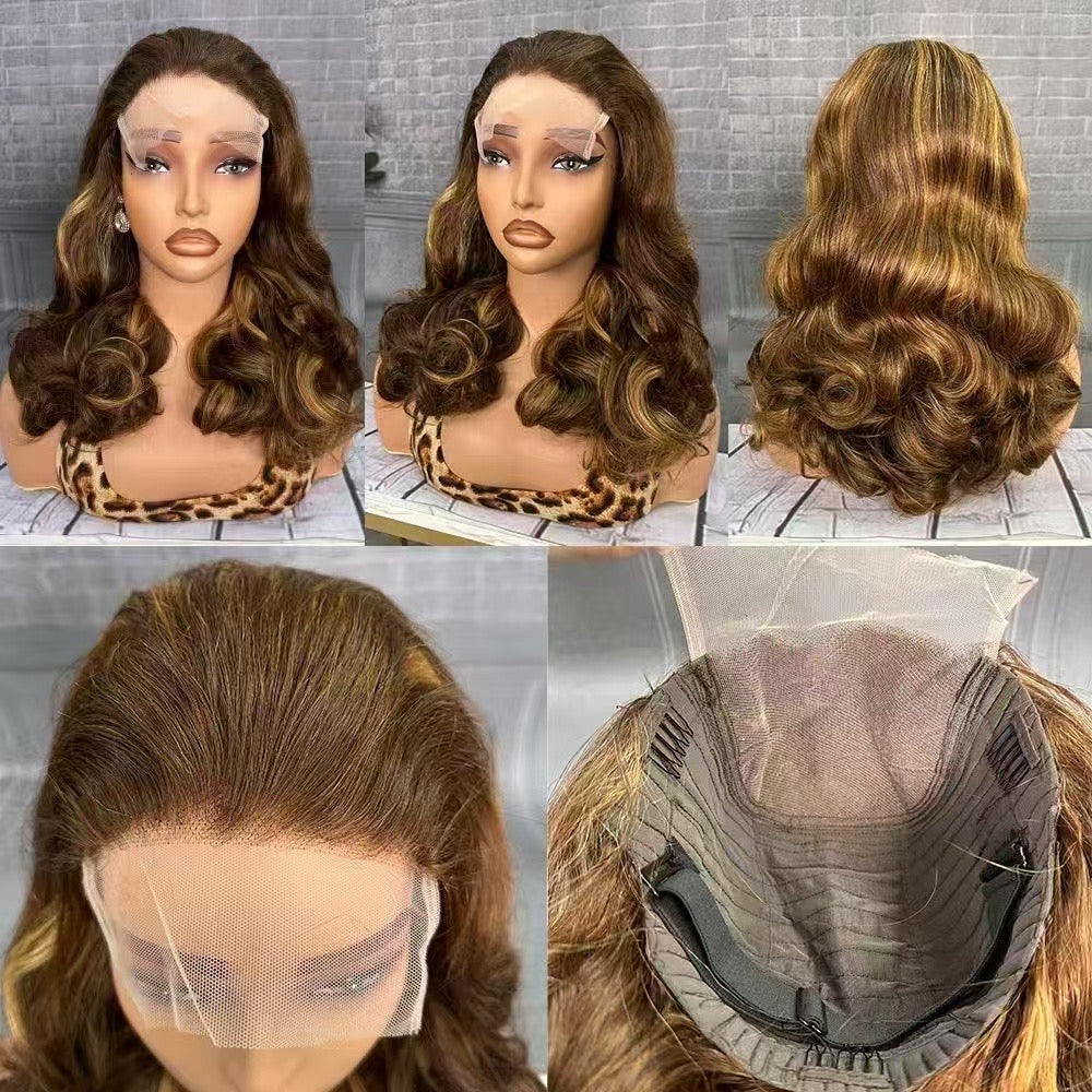 5*5 13×4 Transprent Lace Loose Wave 18inch Color Human Hair Wig