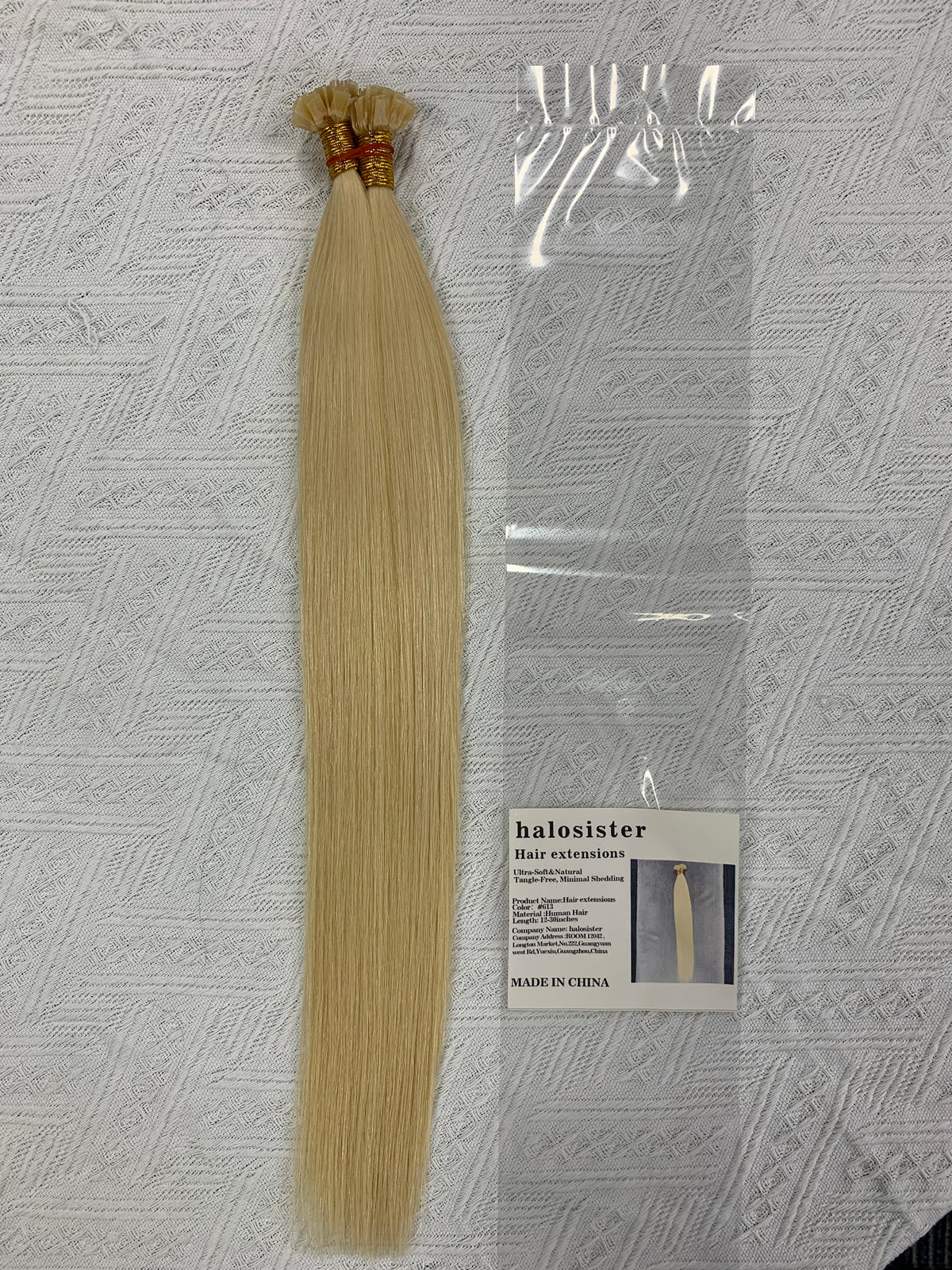 Halosister Burmese Top Mink hair Color 613  Flat Tip Human Hair Extensions Natural Black 100g
