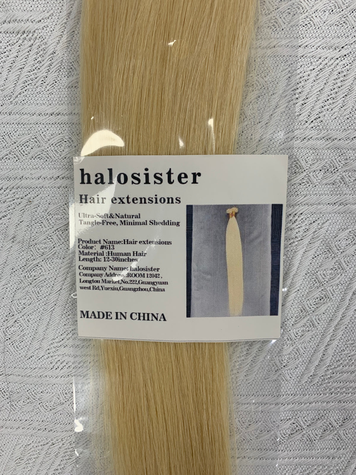 Halosister Burmese Top Mink hair Color 613  Flat Tip Human Hair Extensions Natural Black 100g