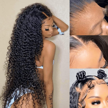 Superior 13x4 Transparent Lace frontal With 3 bundles Deepwave loosewave italian curly 100% humen hair