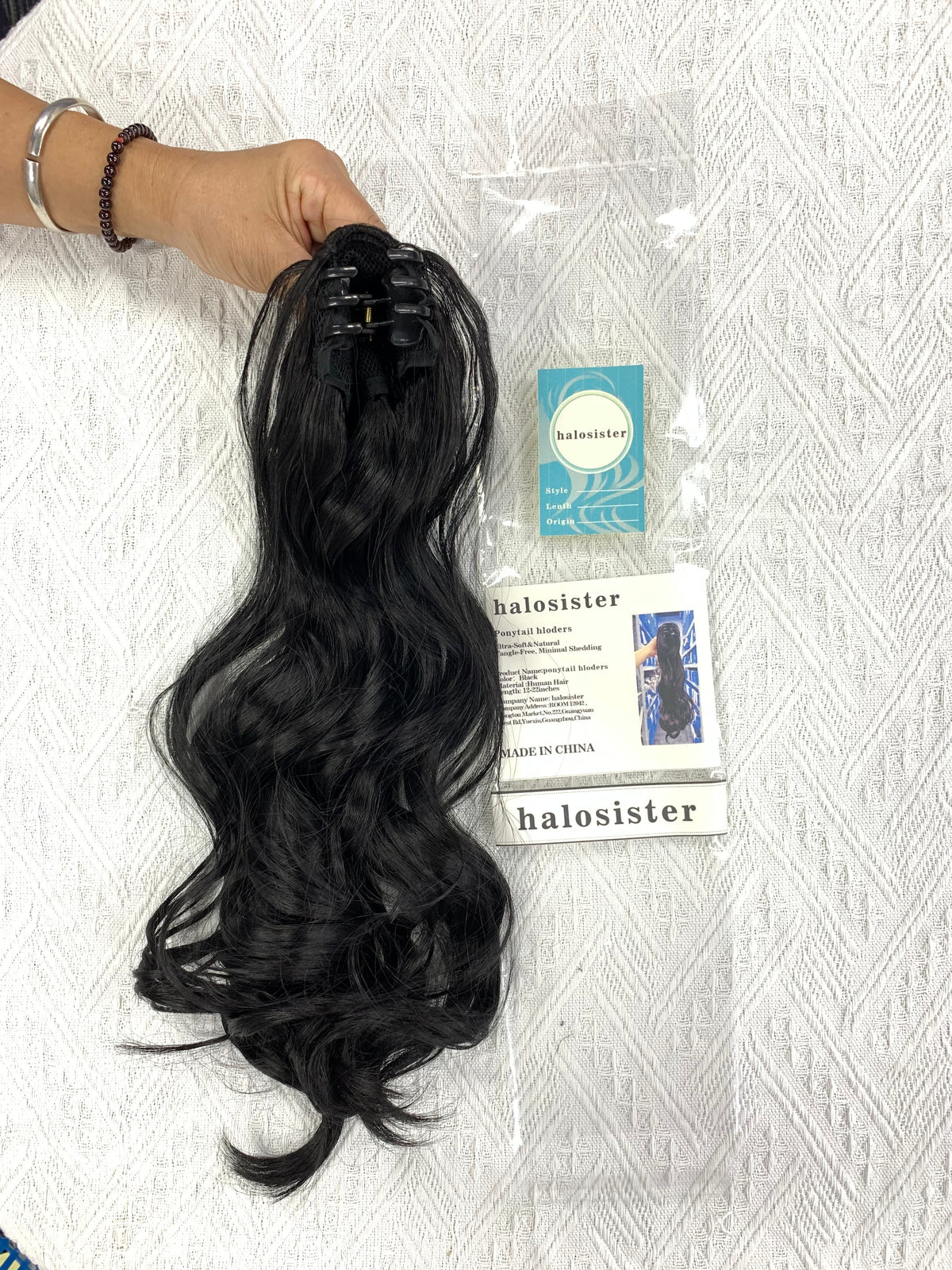 Halosister Ponytail holders and hair ribbons Cambodian Virgin Hair Natural Wave Human Hair Natural Black